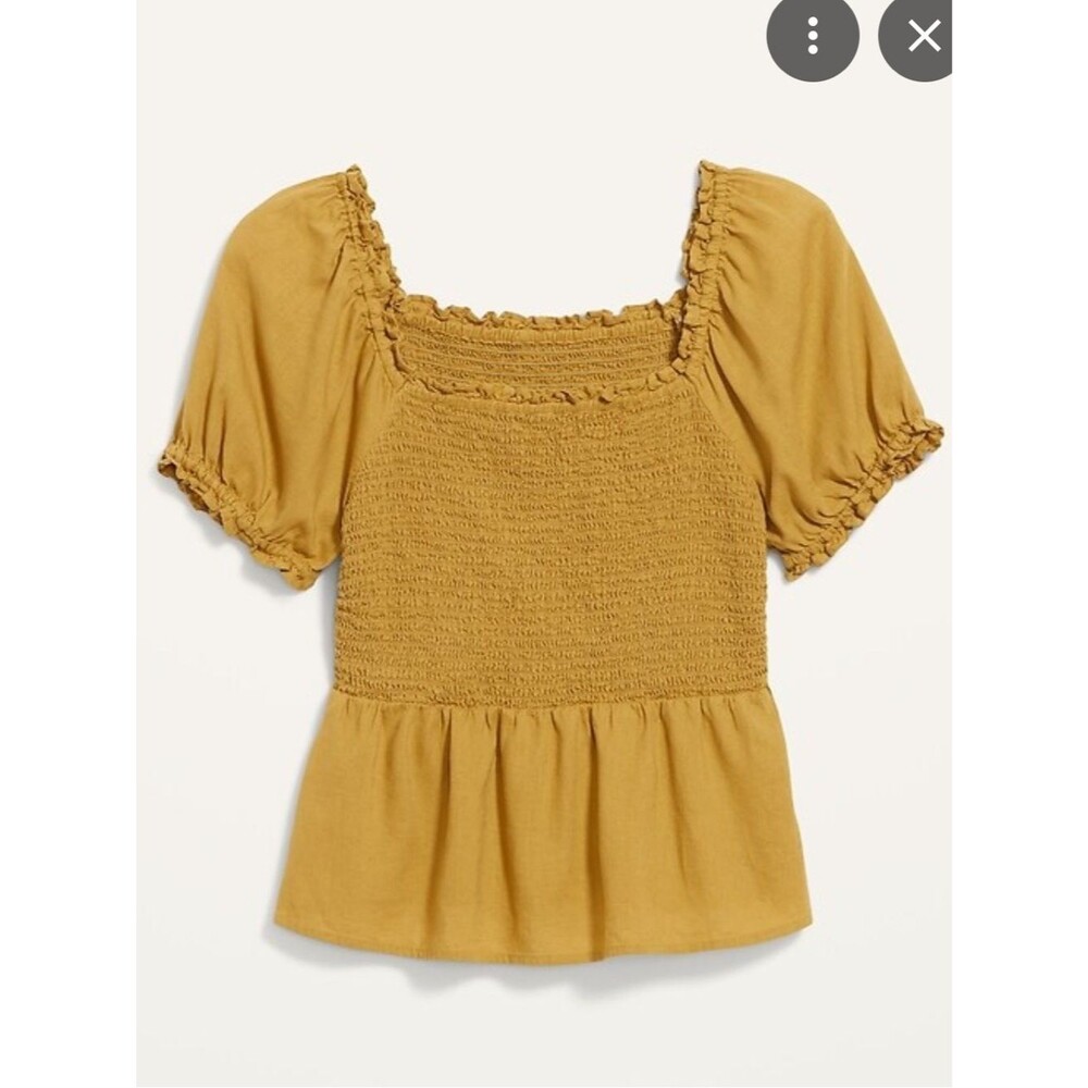 Old navy Smocked Square-Neck Peplum Blouse in Mustard